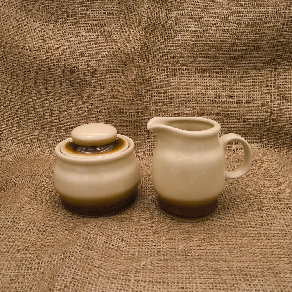Cream and Brown Ceramic Coffee Set